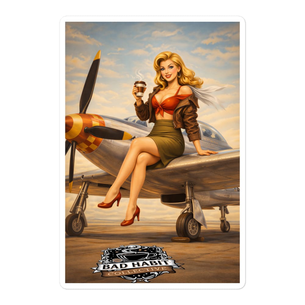 Cleared for Takeoff Pinup Art Bubble-free stickers | Bad Habit Collective