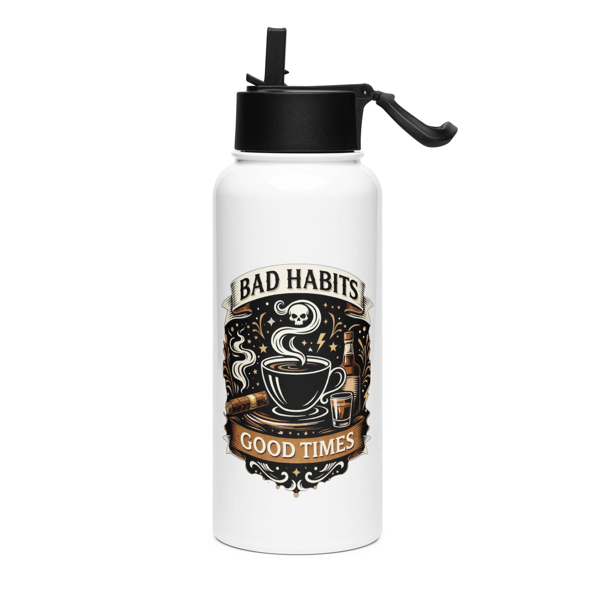 Bad Habits Good Times Stainless Steel Water Bottle | Bad Habit Collective
