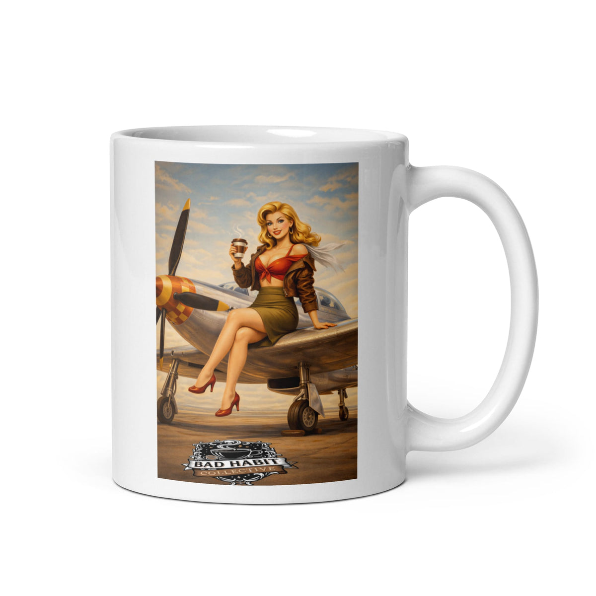 Cleared for Takeoff White Glossy Mug | Bad Habit Collective