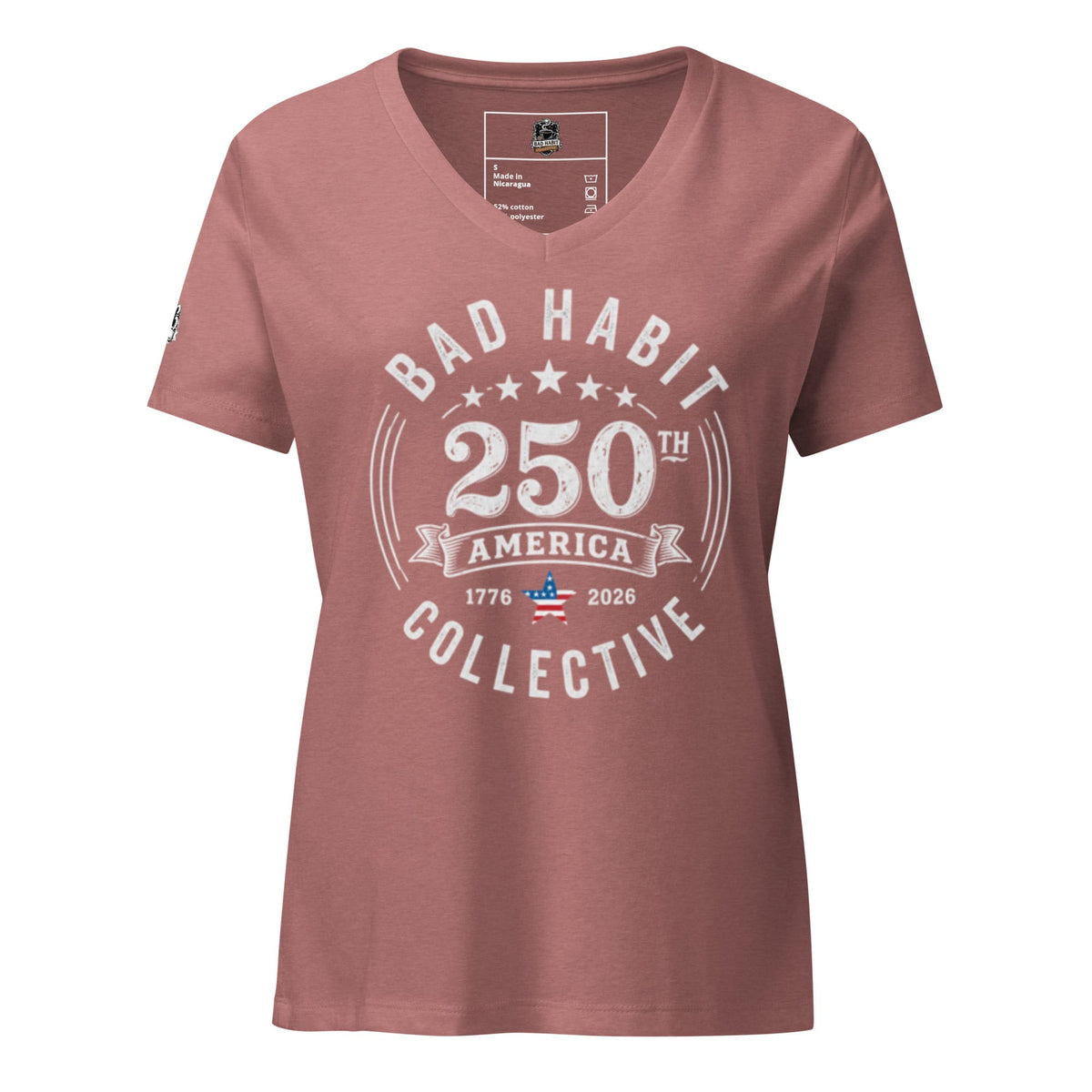 Women’s Red, White, and Bad Relaxed V-Neck T-Shirt | Bad Habit Collective