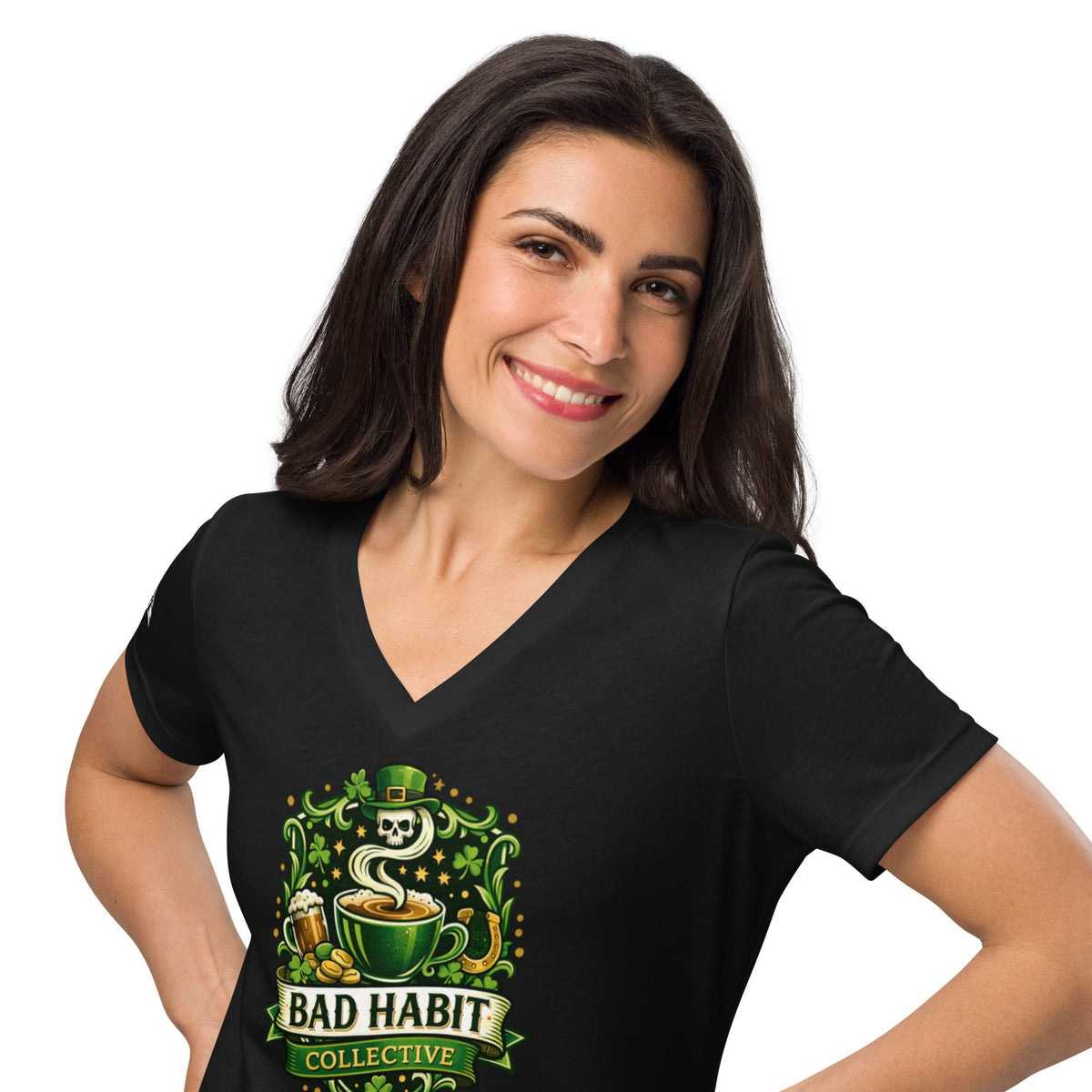 St. Paddy’s Bombshell – Women’s V-Neck Tee | Bad Habit Collective