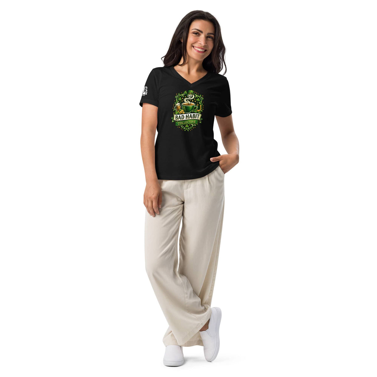 St. Paddy’s Bombshell – Women’s V-Neck Tee | Bad Habit Collective