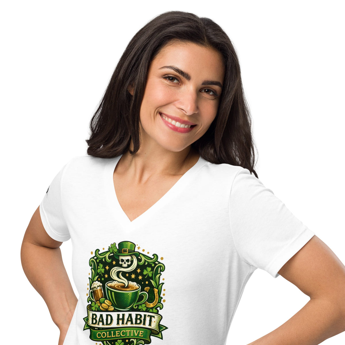 St. Paddy’s Bombshell – Women’s V-Neck Tee | Bad Habit Collective