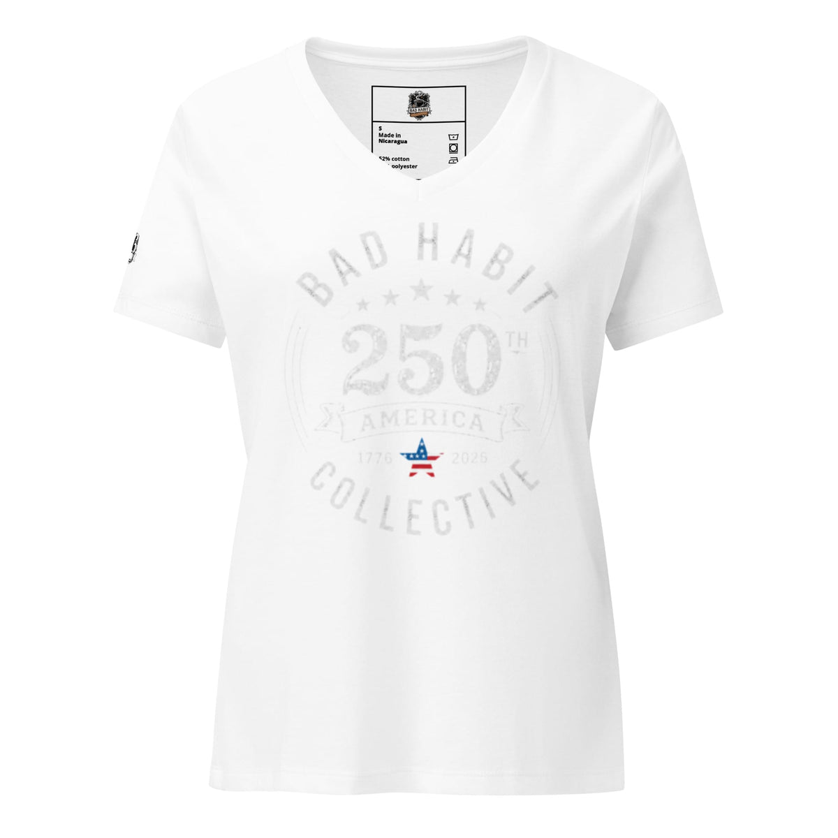 Women’s Red, White, and Bad Relaxed V-Neck T-Shirt | Bad Habit Collective