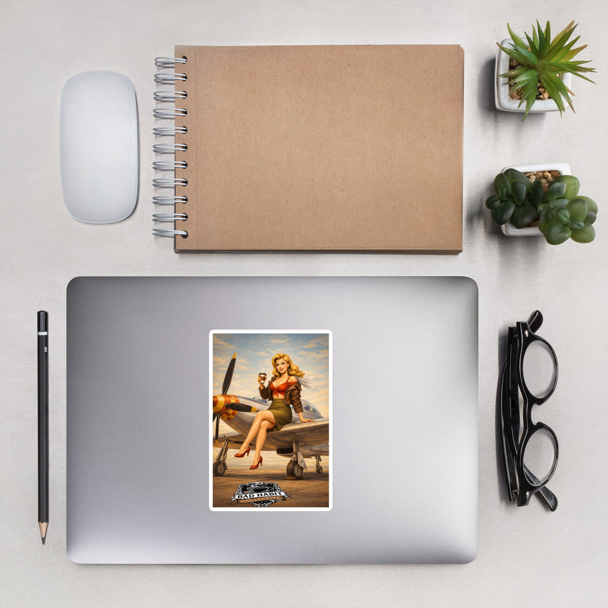 Cleared for Takeoff Pinup Art Bubble-free stickers | Bad Habit Collective