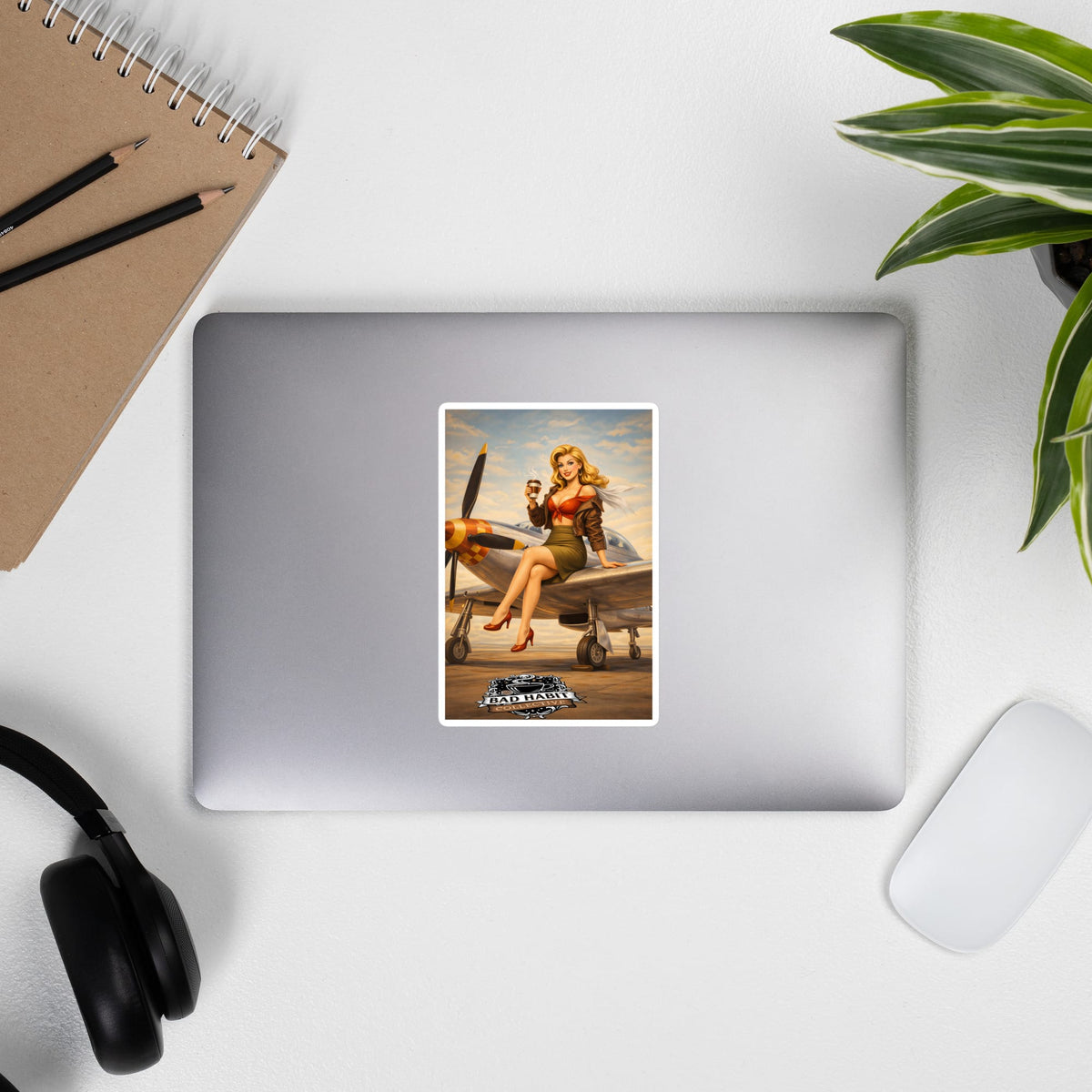Cleared for Takeoff Pinup Art Bubble-free stickers | Bad Habit Collective