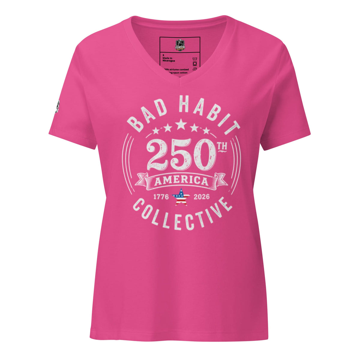 Women’s Red, White, and Bad Relaxed V-Neck T-Shirt | Bad Habit Collective