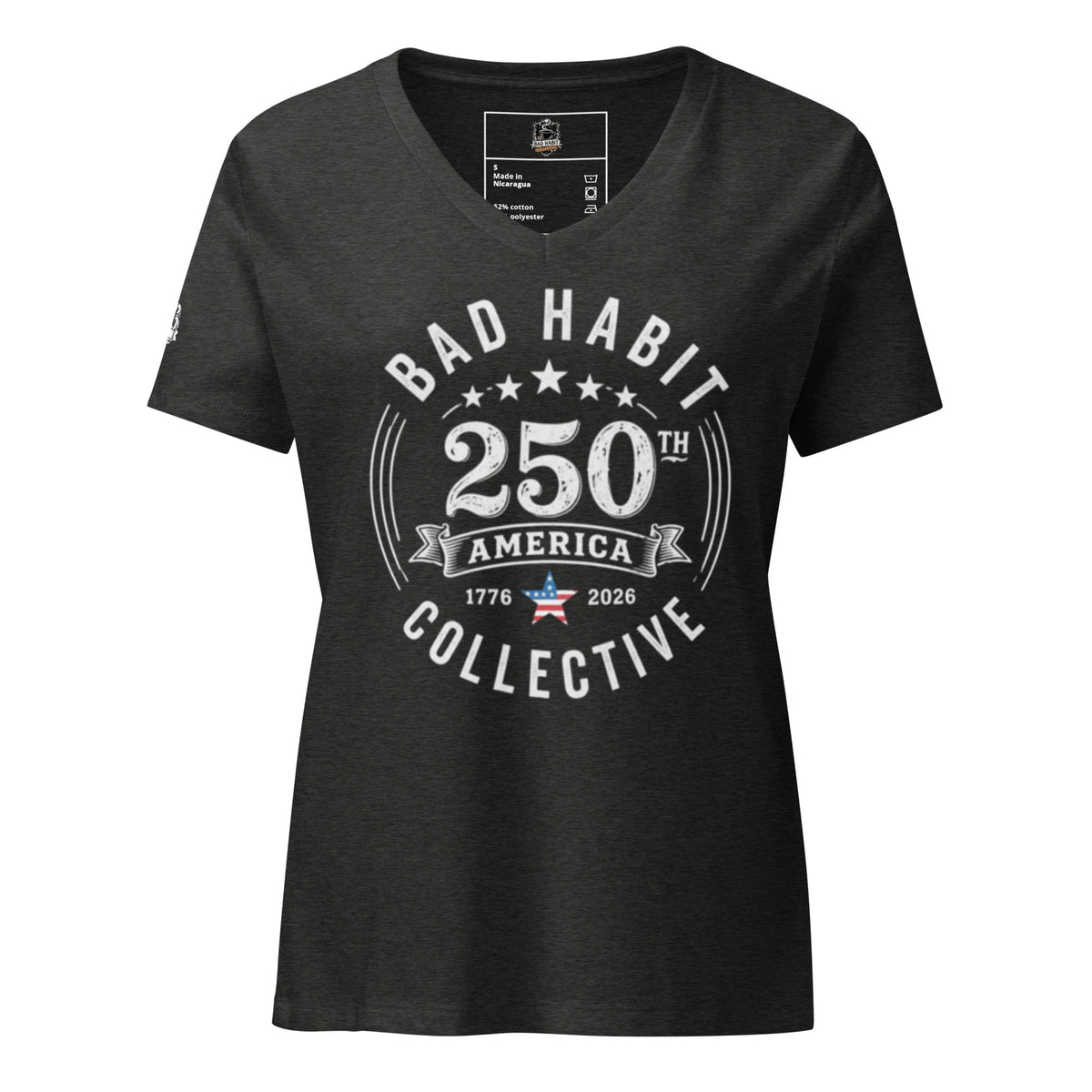 Women’s Red, White, and Bad Relaxed V-Neck T-Shirt | Bad Habit Collective
