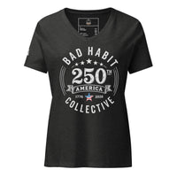 Women’s Red, White, and Bad Relaxed V-Neck T-Shirt | Bad Habit Collective