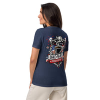 Women’s Red, White, and Bad Relaxed V-Neck T-Shirt | Bad Habit Collective