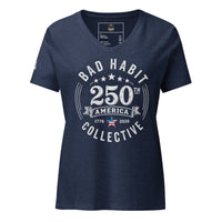 Women’s Red, White, and Bad Relaxed V-Neck T-Shirt | Bad Habit Collective