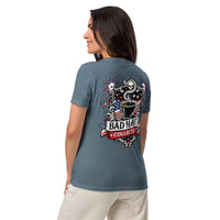 Women’s Red, White, and Bad Relaxed V-Neck T-Shirt | Bad Habit Collective