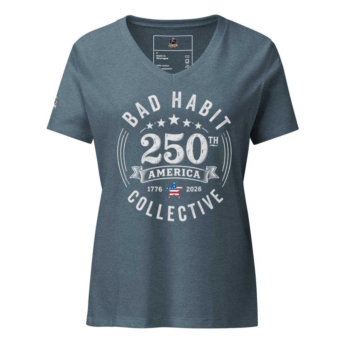 Women’s Red, White, and Bad Relaxed V-Neck T-Shirt | Bad Habit Collective