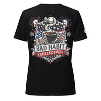 Women’s Red, White, and Bad Relaxed V-Neck T-Shirt | Bad Habit Collective