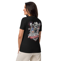 Women’s Red, White, and Bad Relaxed V-Neck T-Shirt | Bad Habit Collective