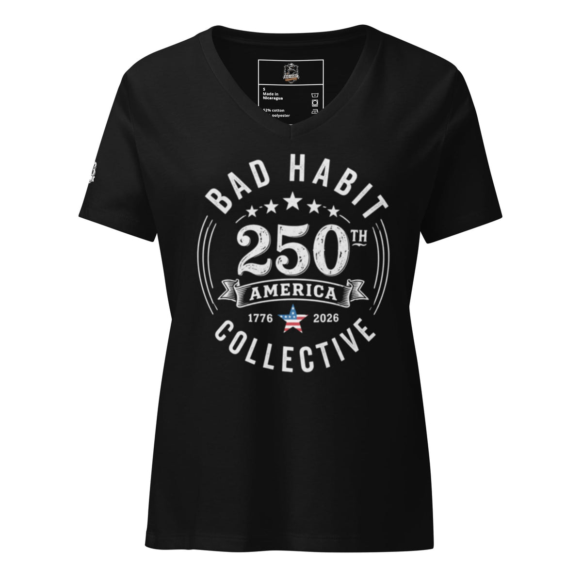 Women’s Red, White, and Bad Relaxed V-Neck T-Shirt | Bad Habit Collective