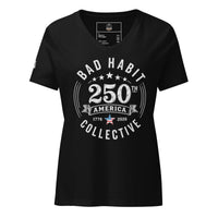 Women’s Red, White, and Bad Relaxed V-Neck T-Shirt | Bad Habit Collective