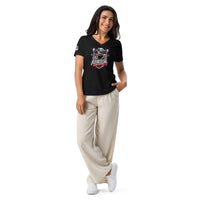 Freedom Ride™ Women’s V-Neck | America 250th Anniversary Patriotic Pinup T-Shirt | Bad Habit Collective