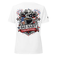Women’s Red, White, and Bad Relaxed V-Neck T-Shirt | Bad Habit Collective