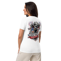Women’s Red, White, and Bad Relaxed V-Neck T-Shirt | Bad Habit Collective
