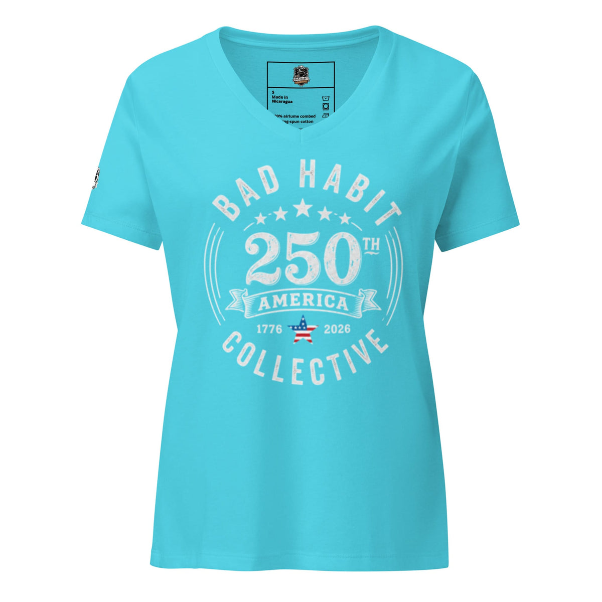 Women’s Red, White, and Bad Relaxed V-Neck T-Shirt | Bad Habit Collective