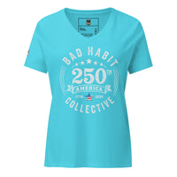 Women’s Red, White, and Bad Relaxed V-Neck T-Shirt | Bad Habit Collective